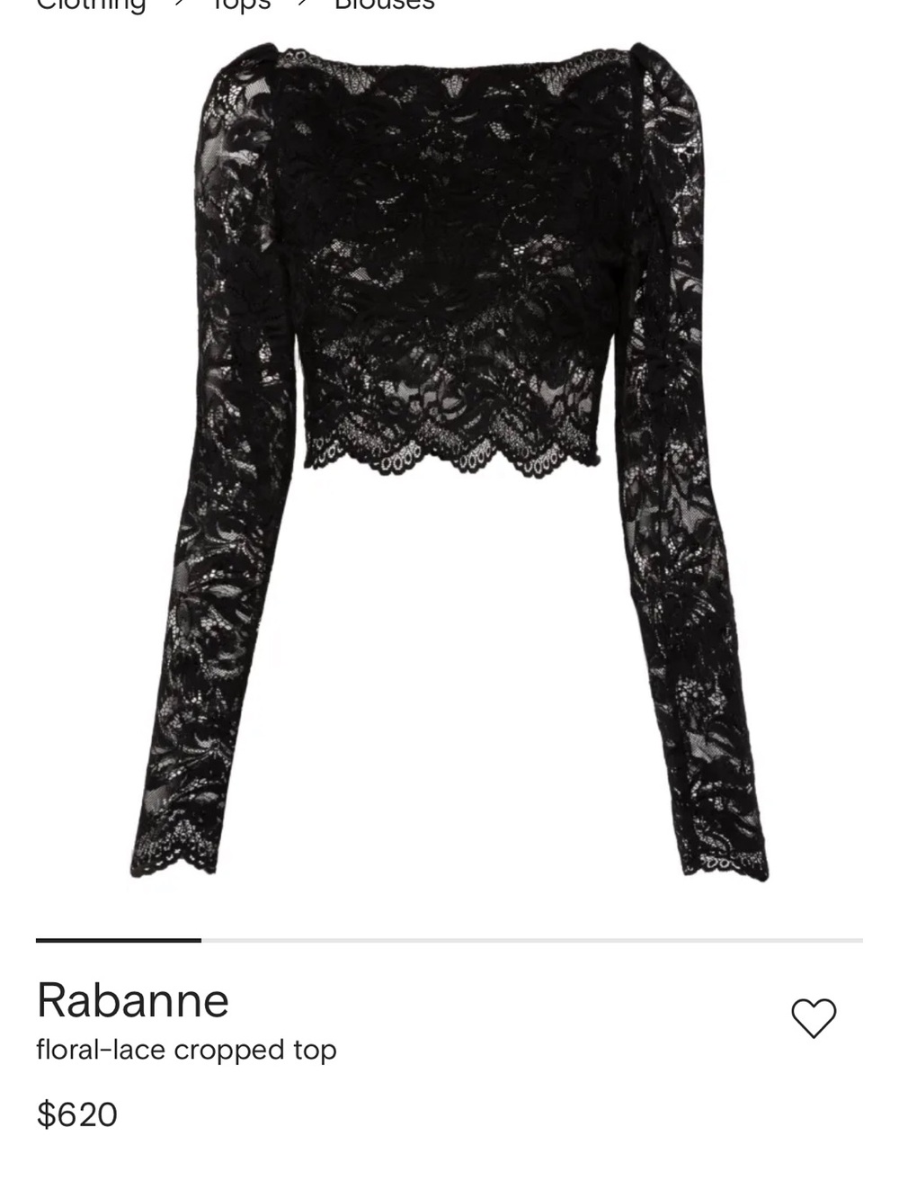 Rabannne Black Lace Long-Sleeve Crop Top